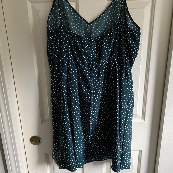 SHEIN VCAY 3X Plus Green Polka Dot Slip Dress - Picture 4 of 5